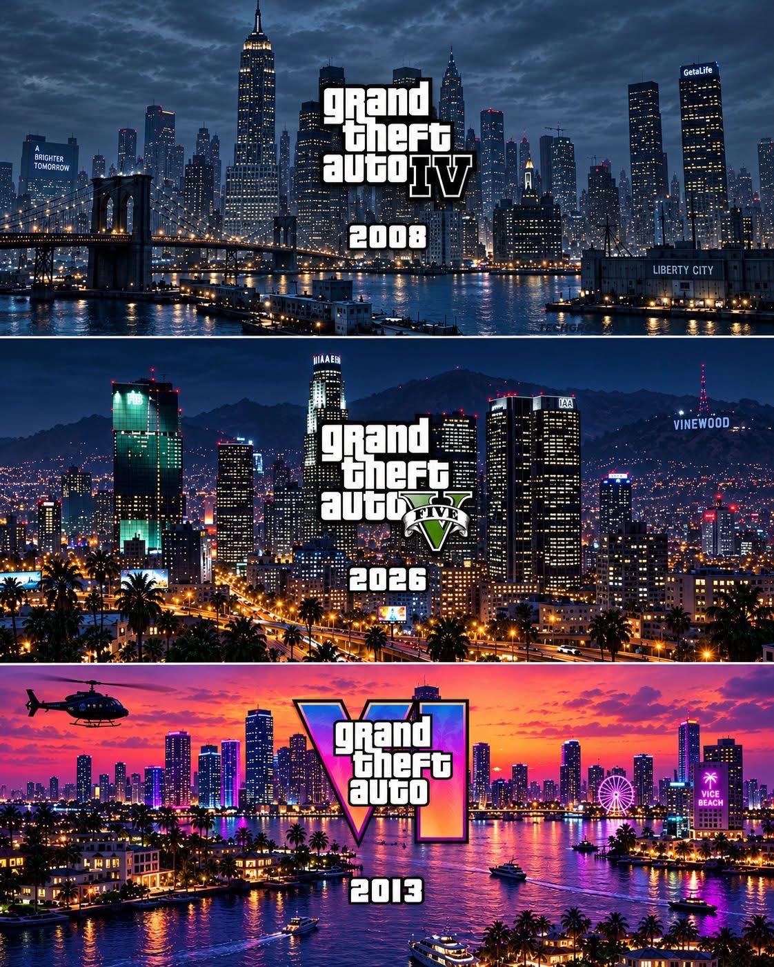 Liberty City, Los Santos, o Vice City - ¿cuál es el skyline 